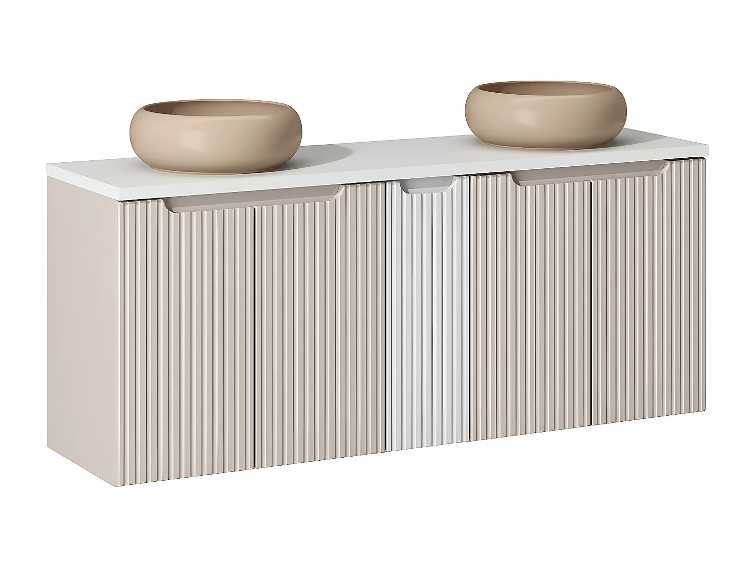 Conjunto de móveis de casa de banho com lavatório duplo Riva caxemira 140cm