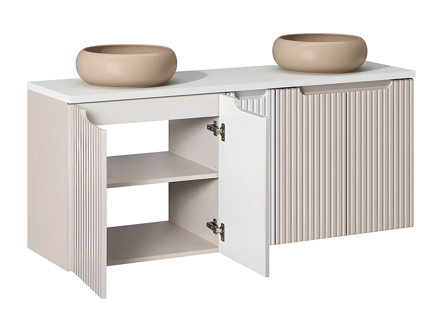 Conjunto de móveis de casa de banho com lavatório duplo Riva caxemira 140cm