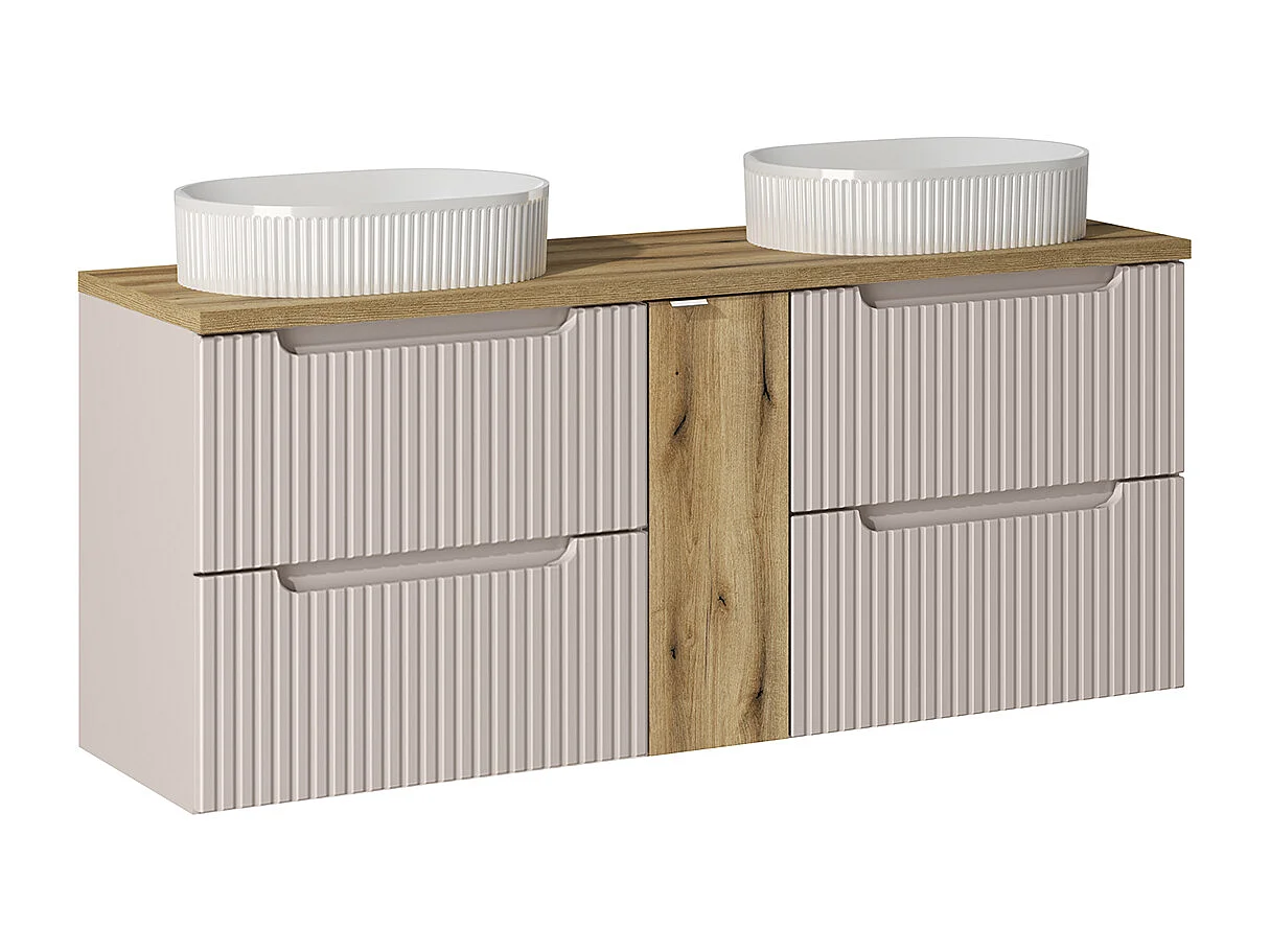 Set di mobili da bagno doppio lavabo Riva cachemire 140cm