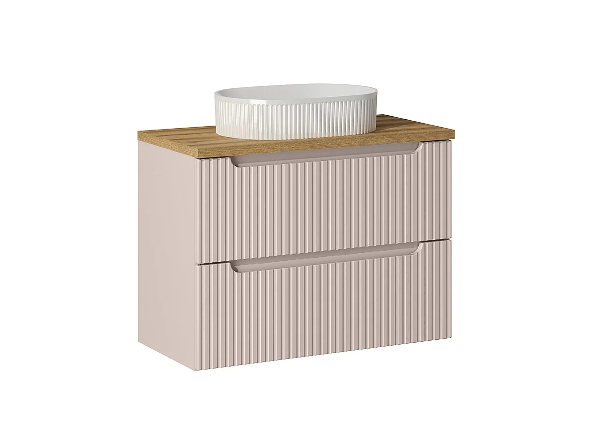 Mobile lavabo singolo 80cm 2 cassetti e piedistallo Riva Cashmere e Legno