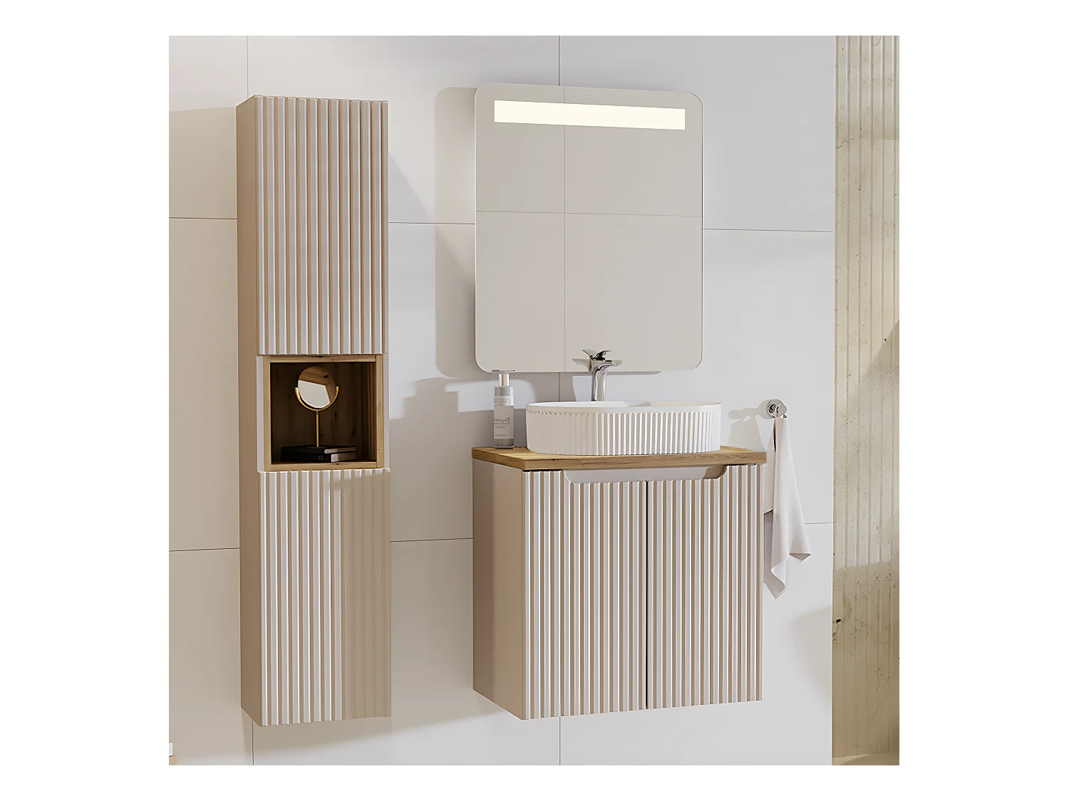 Conjunto de móveis de casa de banho com lavatório Riva caxemira 60cm