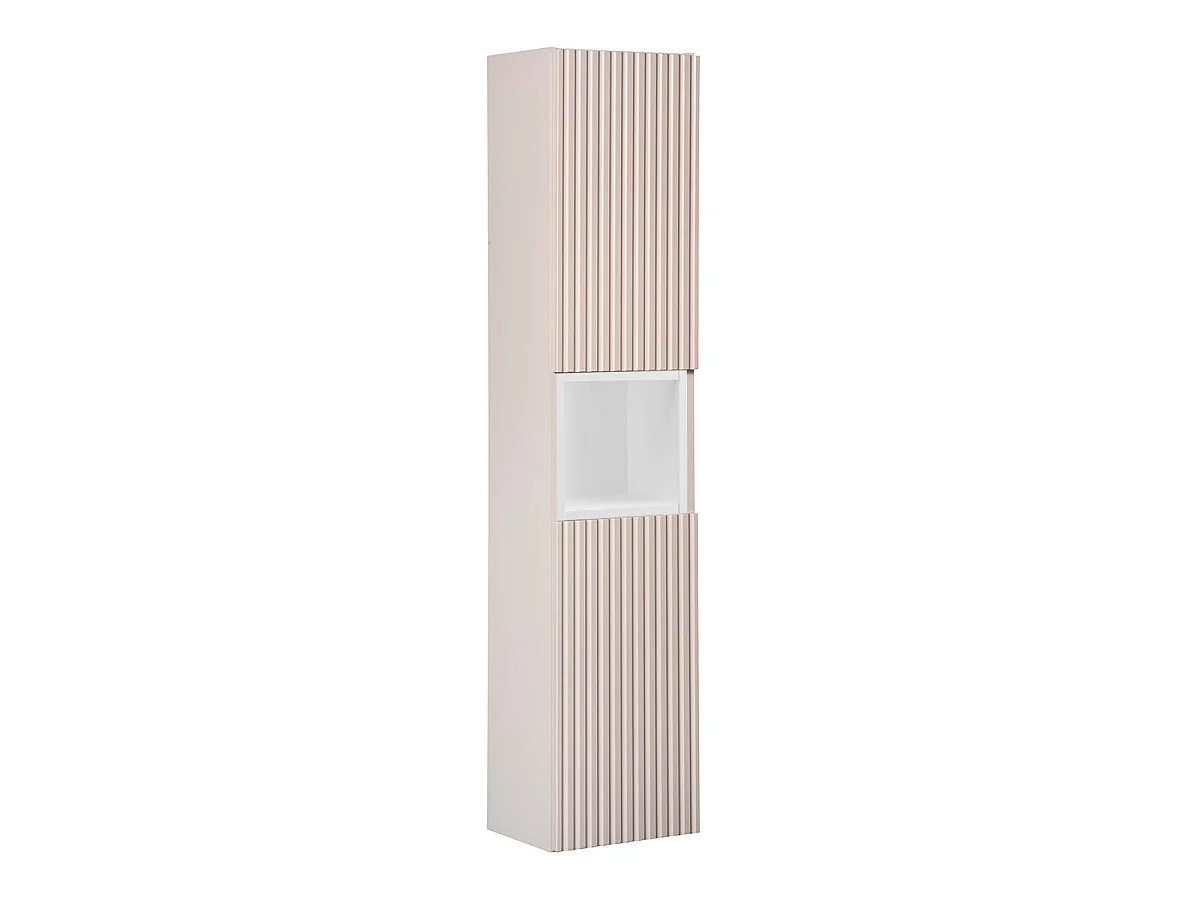 Ensemble meuble double vasque 120cm 4 tiroirs et colonne Riva Cachemire et Blanc