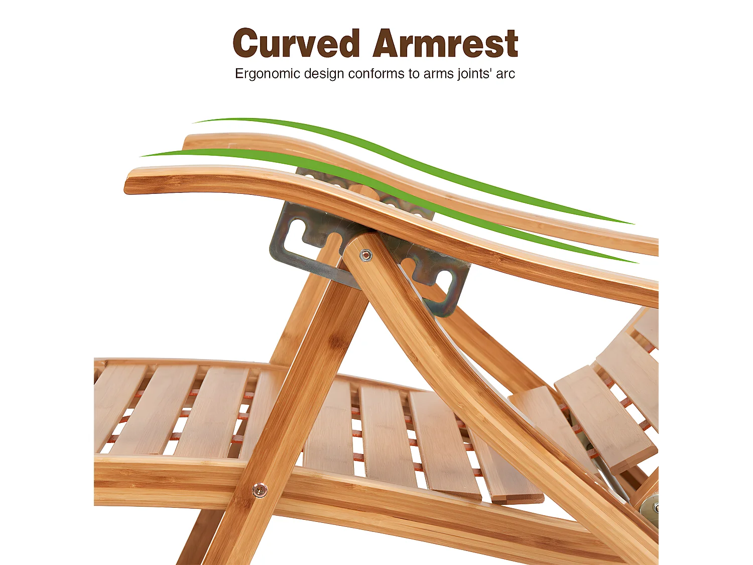 Fauteuil de jardin à bascule en ‎bambou Pliant -  Rocking chair réglable à 5 niveaux -Chaise Berçante avec Massage Repose-Pieds, Accoudoir et Oreiller Charge 150kg