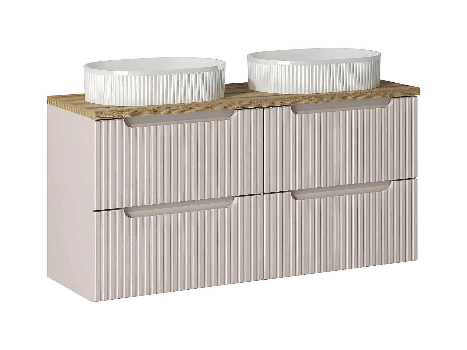 Meuble double vasque 120cm 4 tiroirs Riva Cachemire et Bois