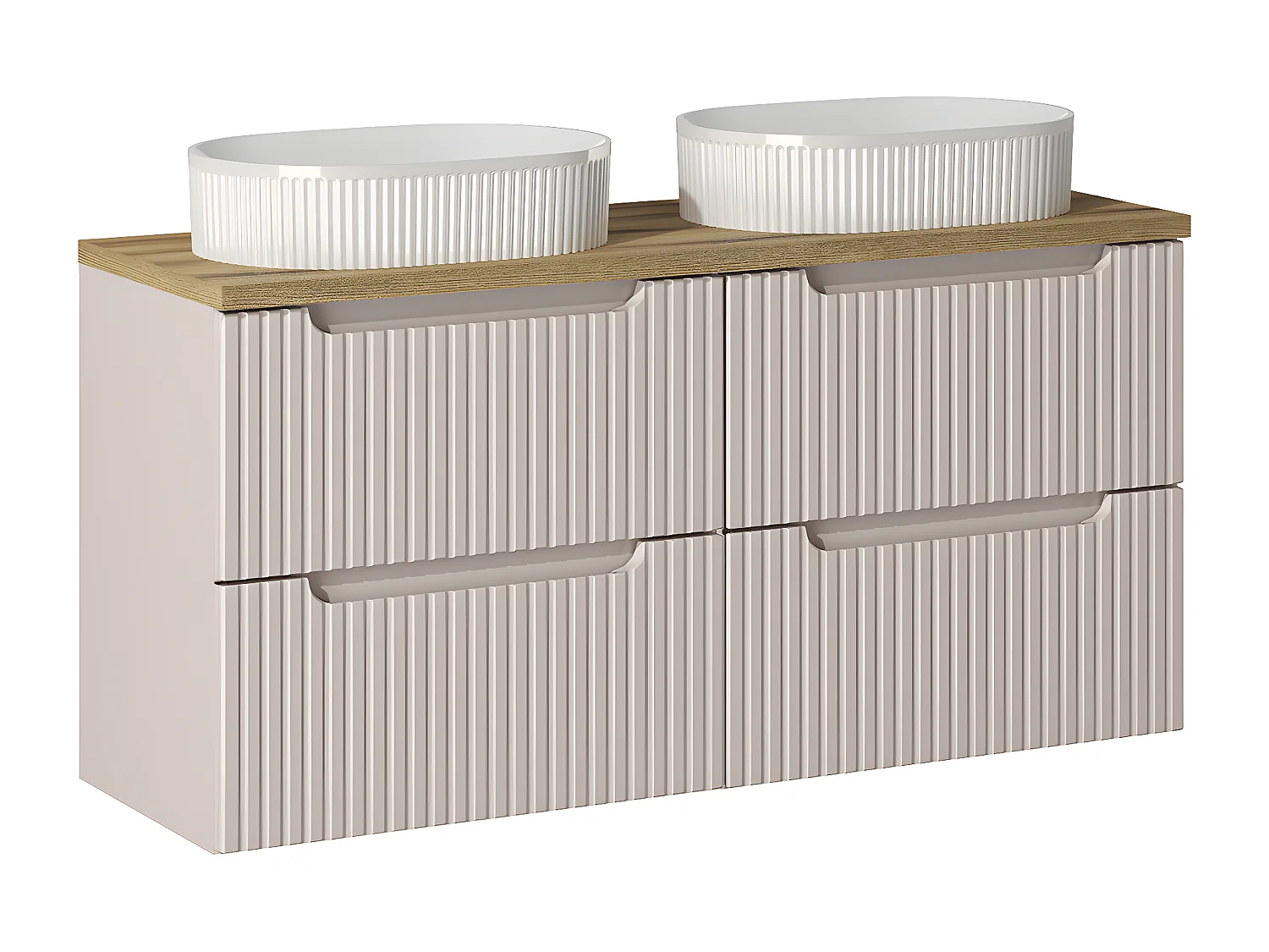 Mueble doble lavabo 120cm 4 cajones Riva Cachemira y Madera