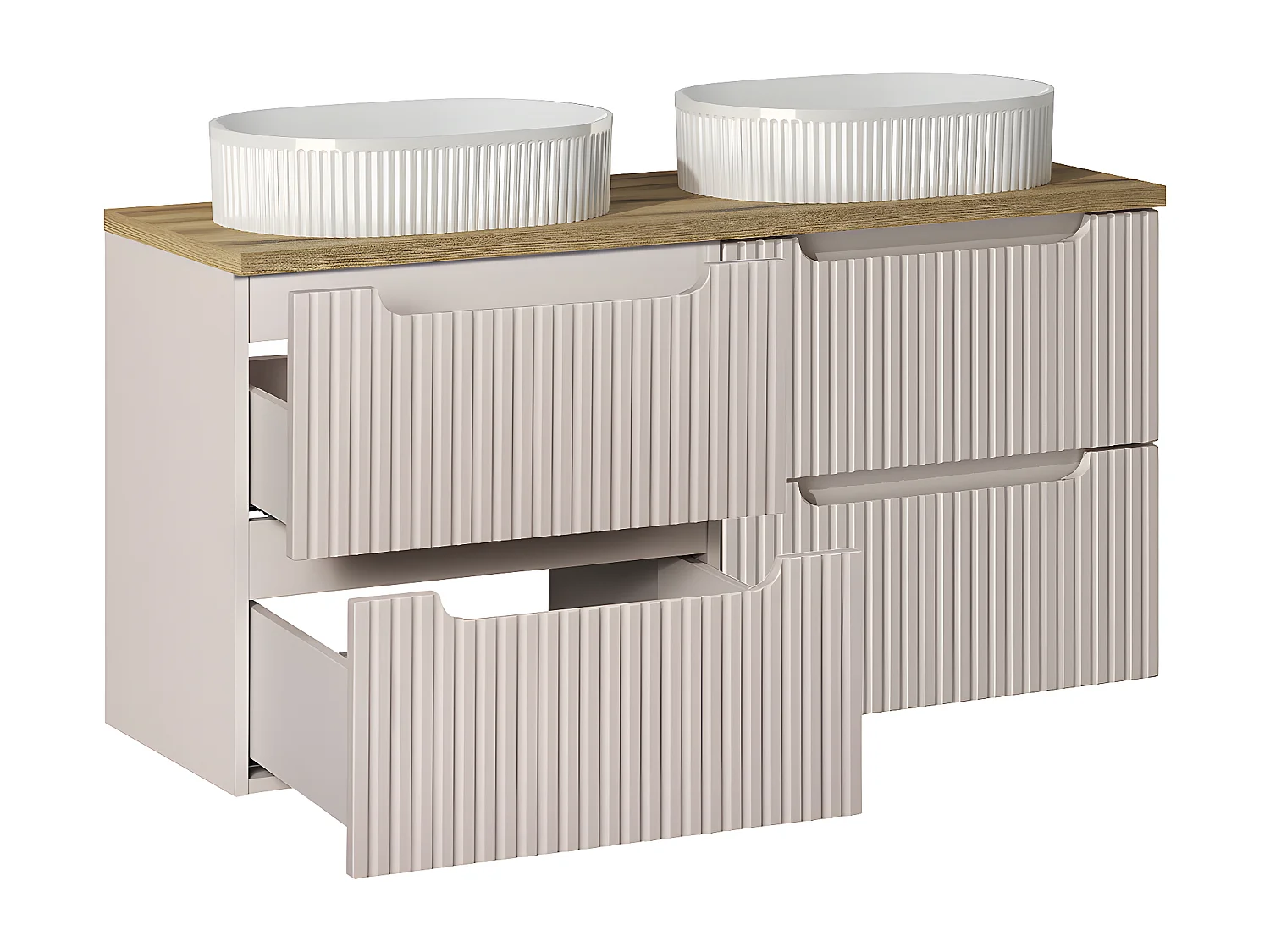 Mueble doble lavabo 120cm 4 cajones Riva Cachemira y Madera