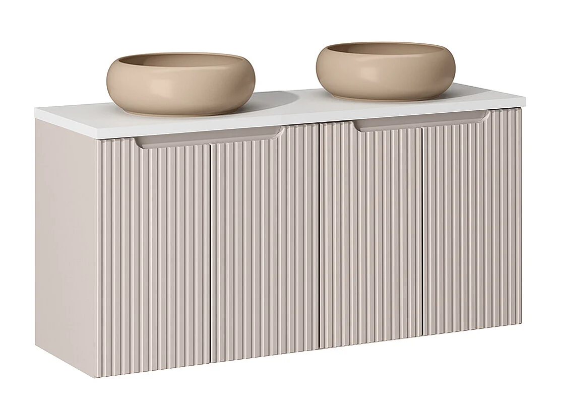 Riva Cashmere och Vit 120cm 4-dörrars dubbel tvättställsskåp