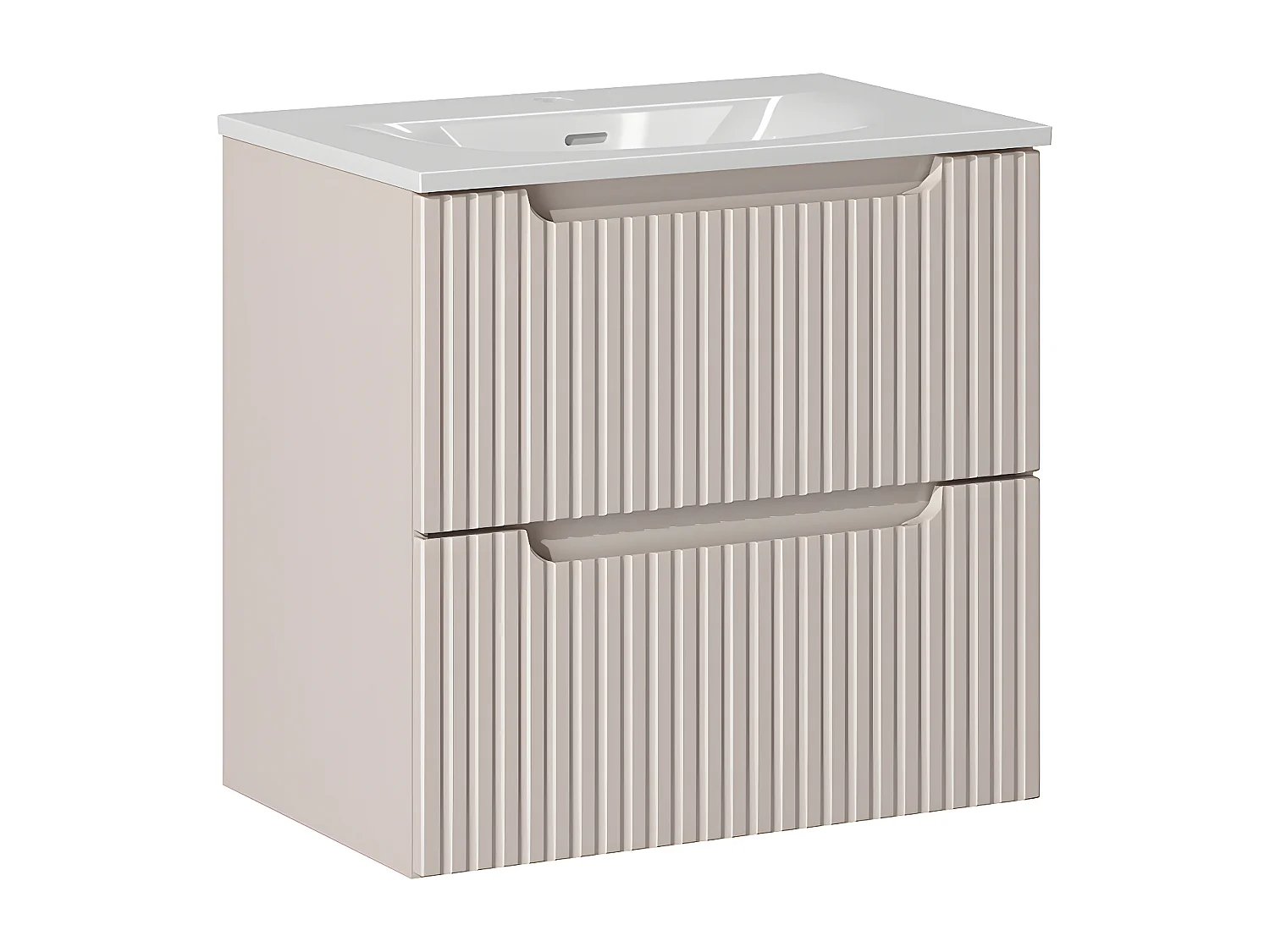 Meuble simple vasque encastrée 60cm 2 tiroirs Riva Cachemire