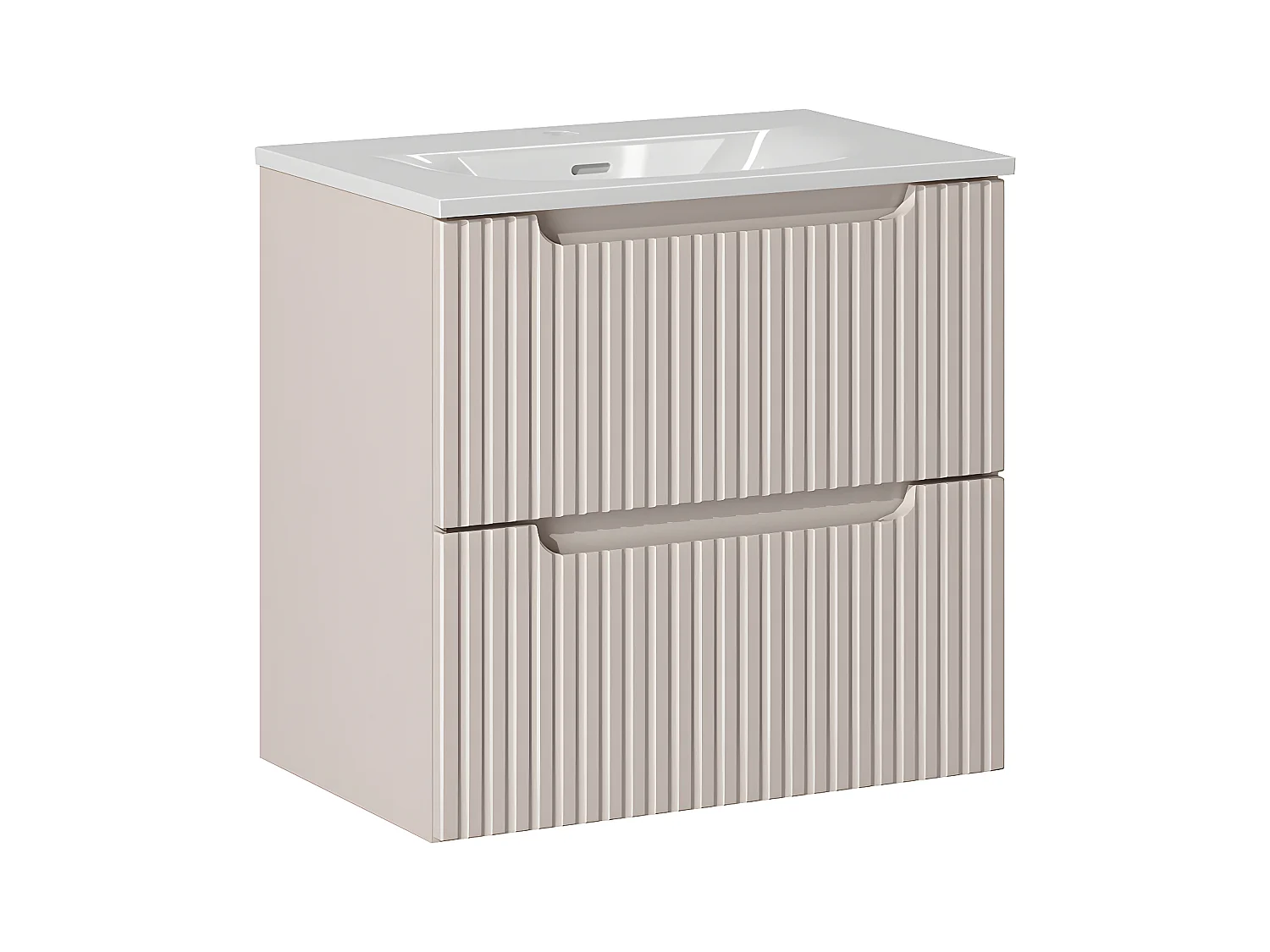 Meuble simple vasque encastrée 60cm 2 tiroirs Riva Cachemire