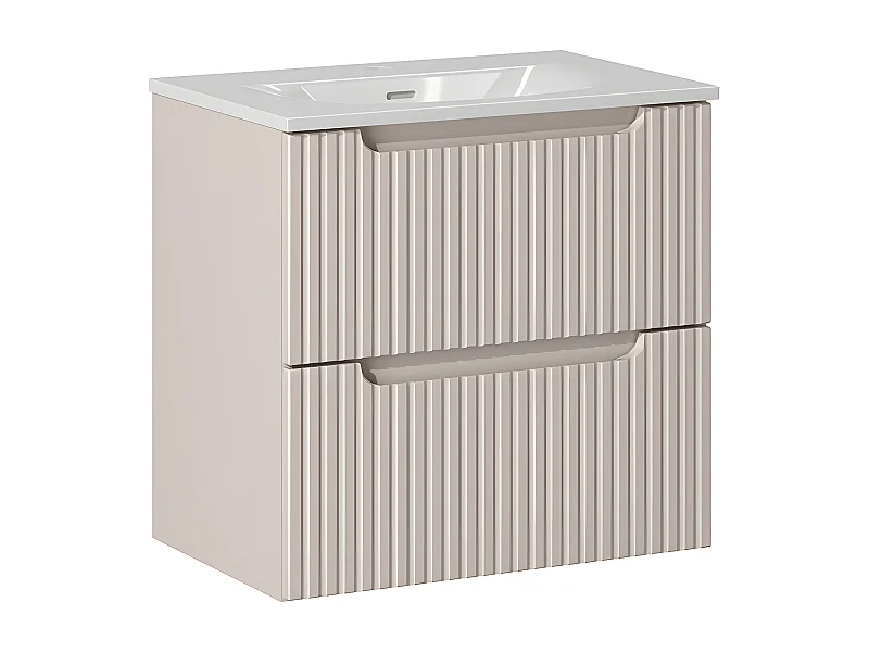 Meuble simple vasque encastrée 60cm 2 tiroirs Riva Cachemire