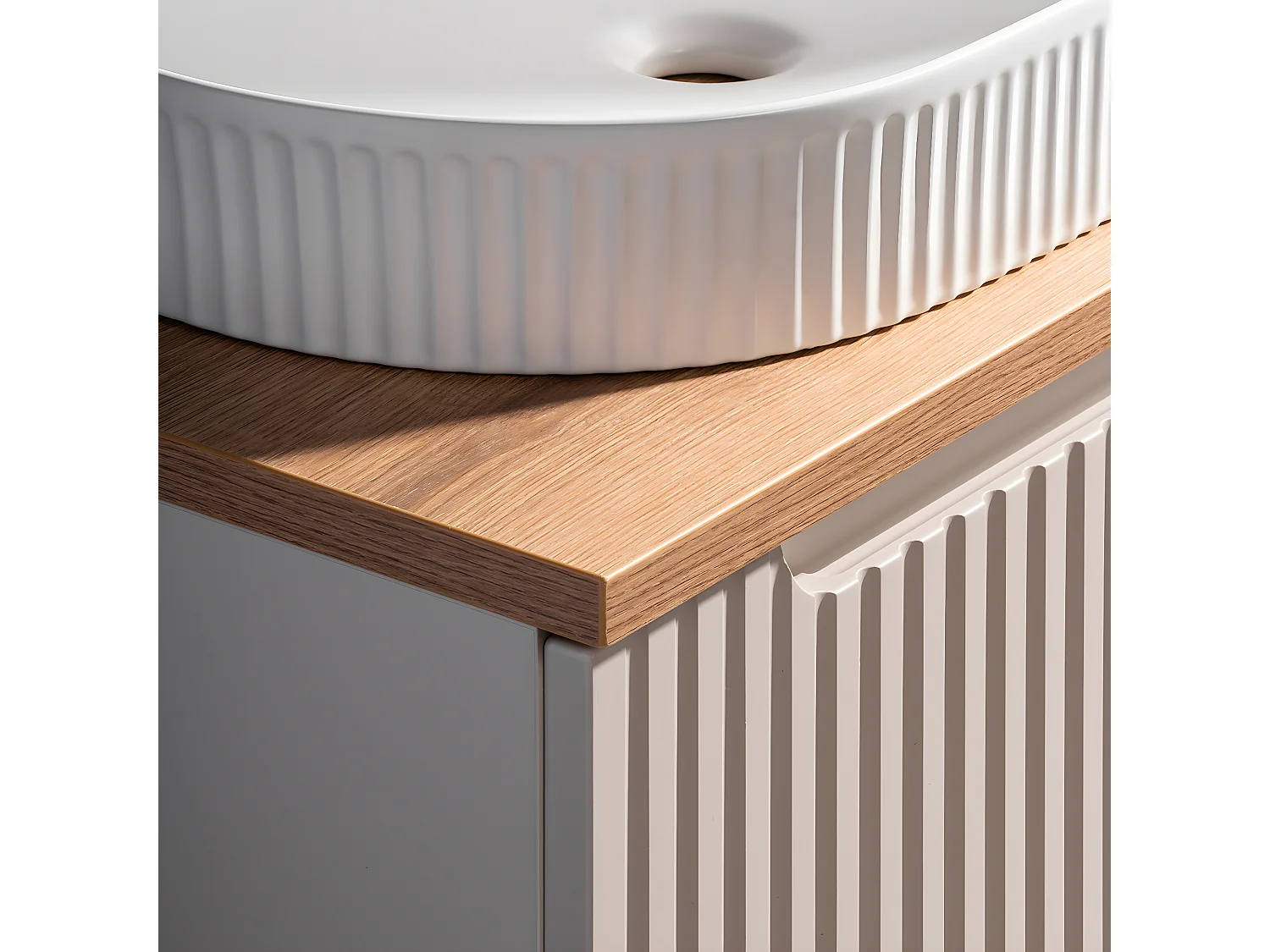 Meuble simple vasque 60cm 2 portes Riva Cachemire et Bois