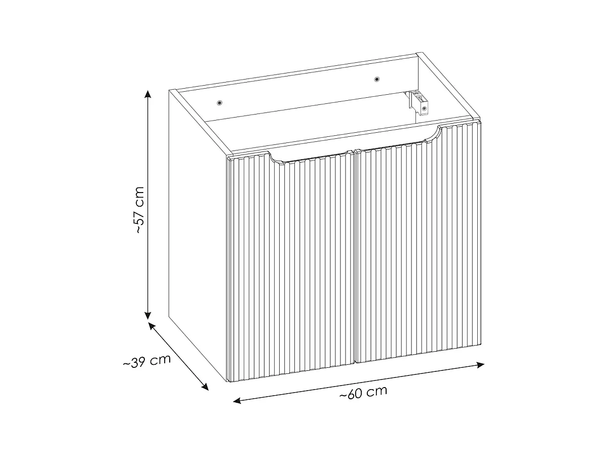 Móvel simples lavatório 60cm 2 portas Riva Caxemira e Madeira