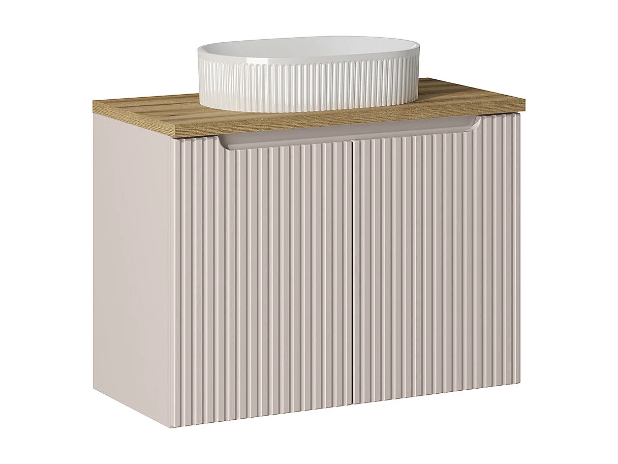 Meuble simple vasque 80cm 2 portes Riva Cachemire et Bois