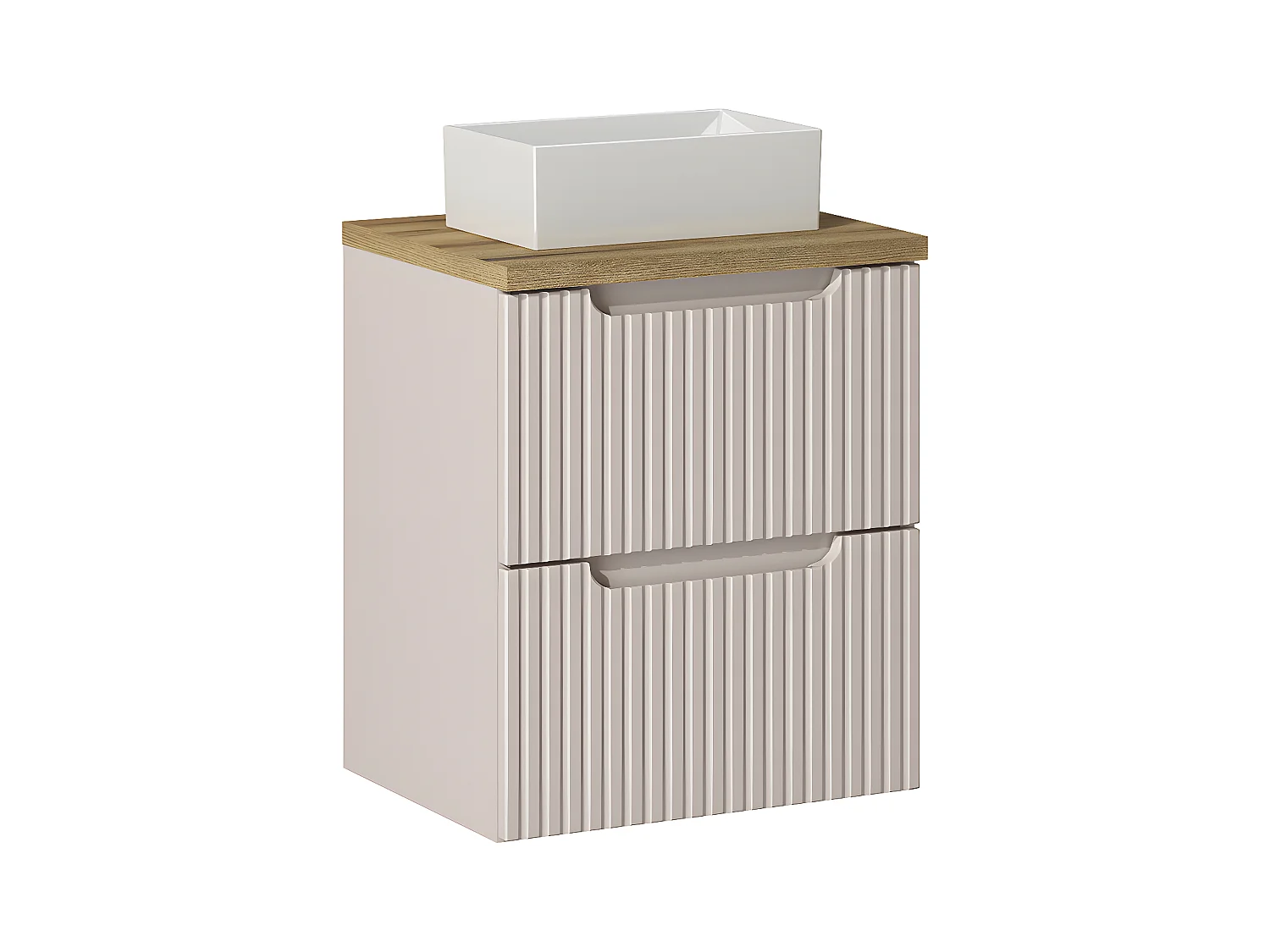 Meuble simple vasque 50cm 2 tiroirs Riva Cachemire et Bois