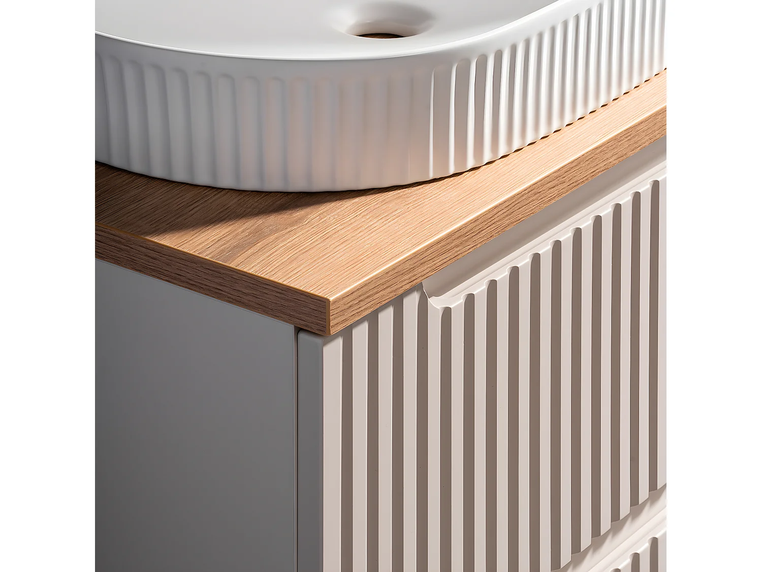 Meuble simple vasque 80cm 2 tiroirs Riva Cachemire et Bois