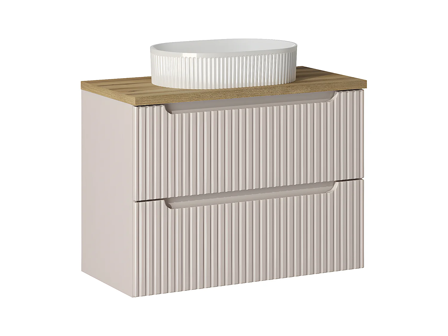 Meuble simple vasque 80cm 2 tiroirs Riva Cachemire et Bois