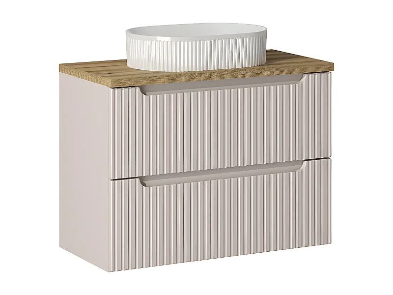 Meuble simple vasque 80cm 2 tiroirs Riva Cachemire et Bois