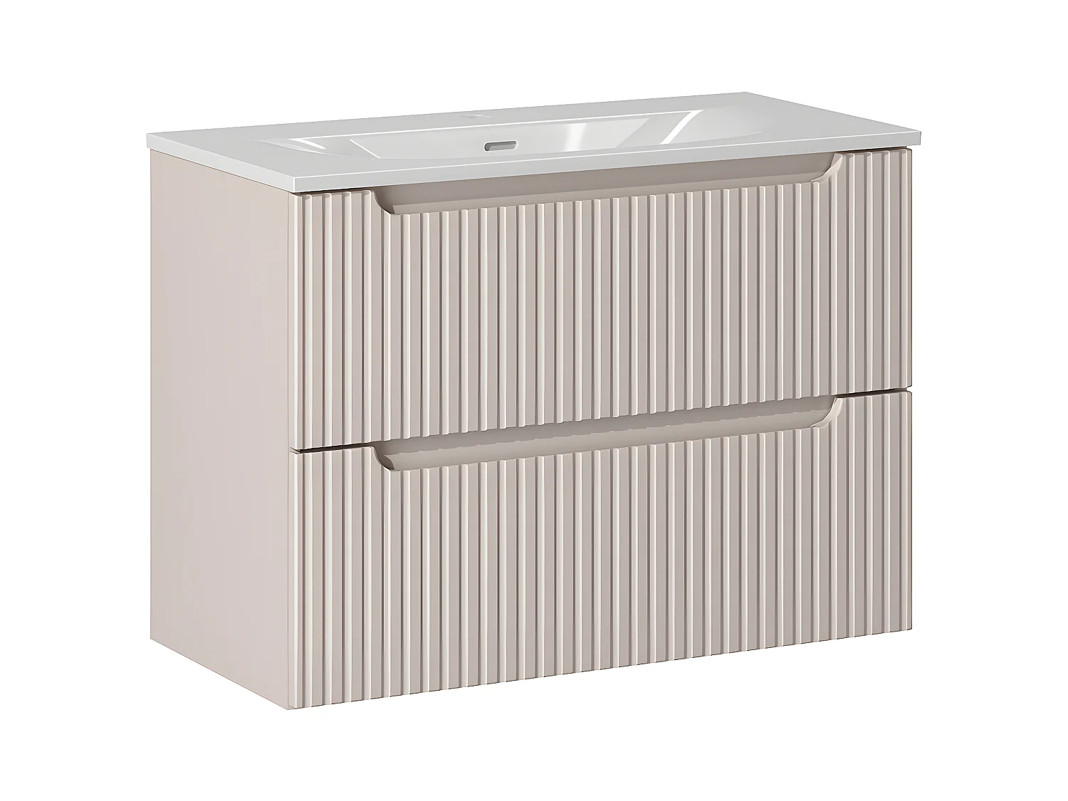 Meuble simple vasque encastrée 80cm 2 tiroirs Riva Cachemire