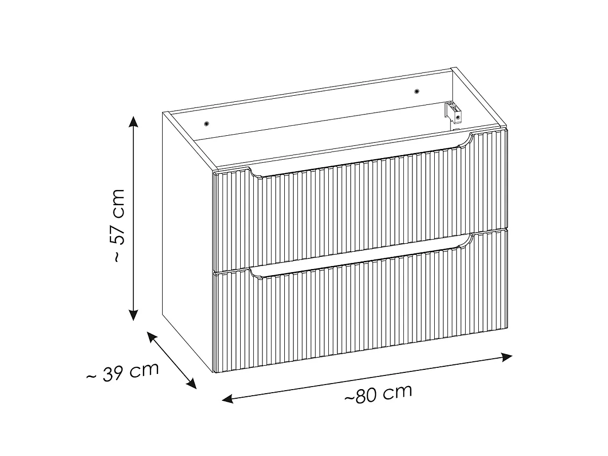 Mobile lavabo singolo 80cm 2 cassetti Riva Cachemire