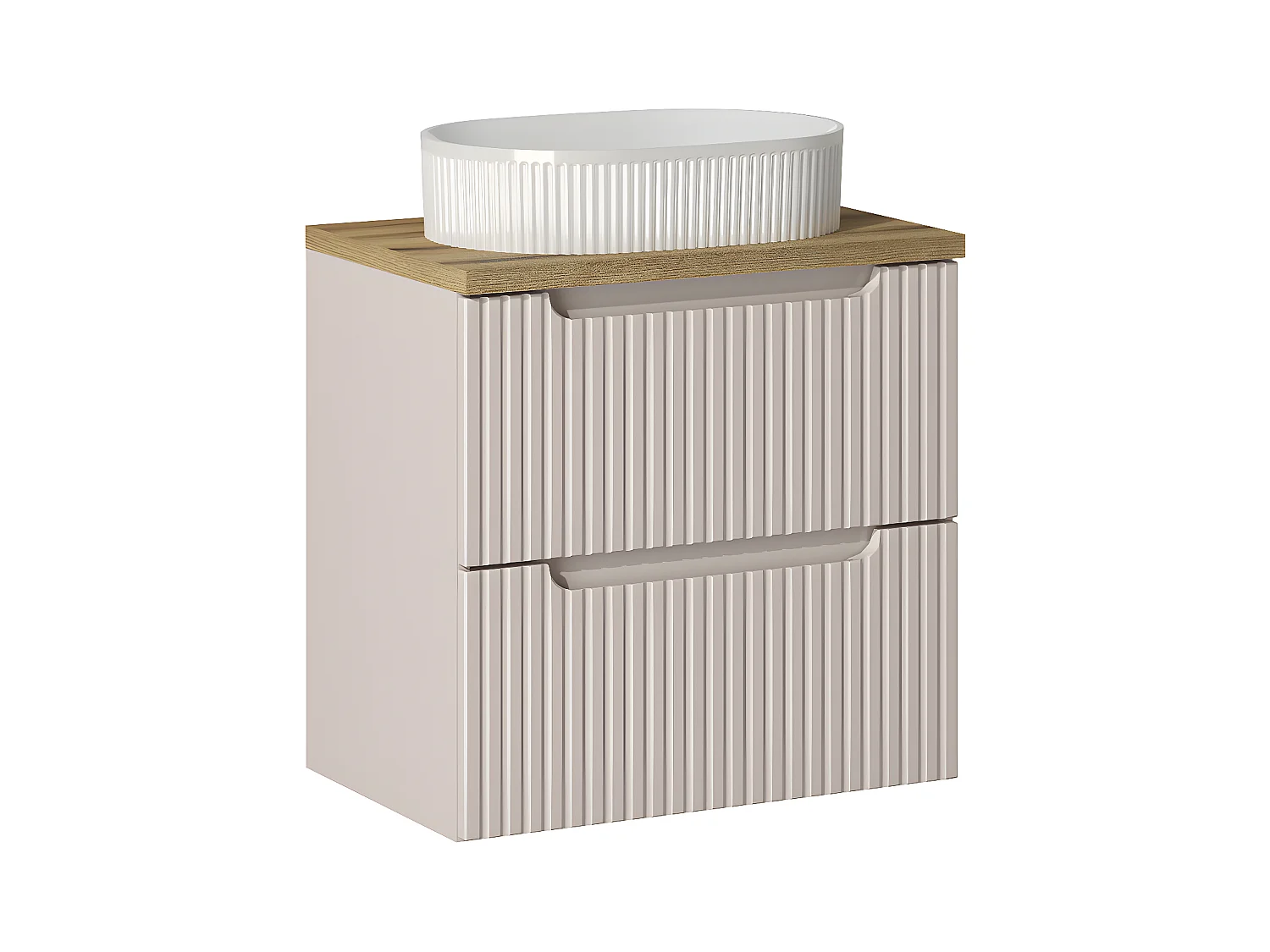 Meuble simple vasque 60cm 2 tiroirs Riva Cachemire et Bois
