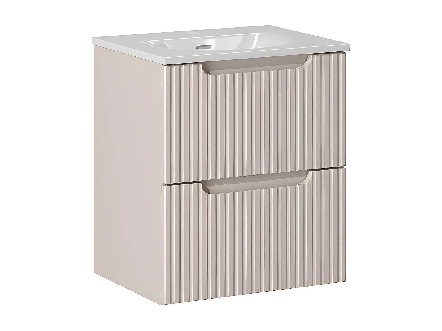 Meuble simple vasque encastrée 50cm 2 tiroirs Riva Cachemire