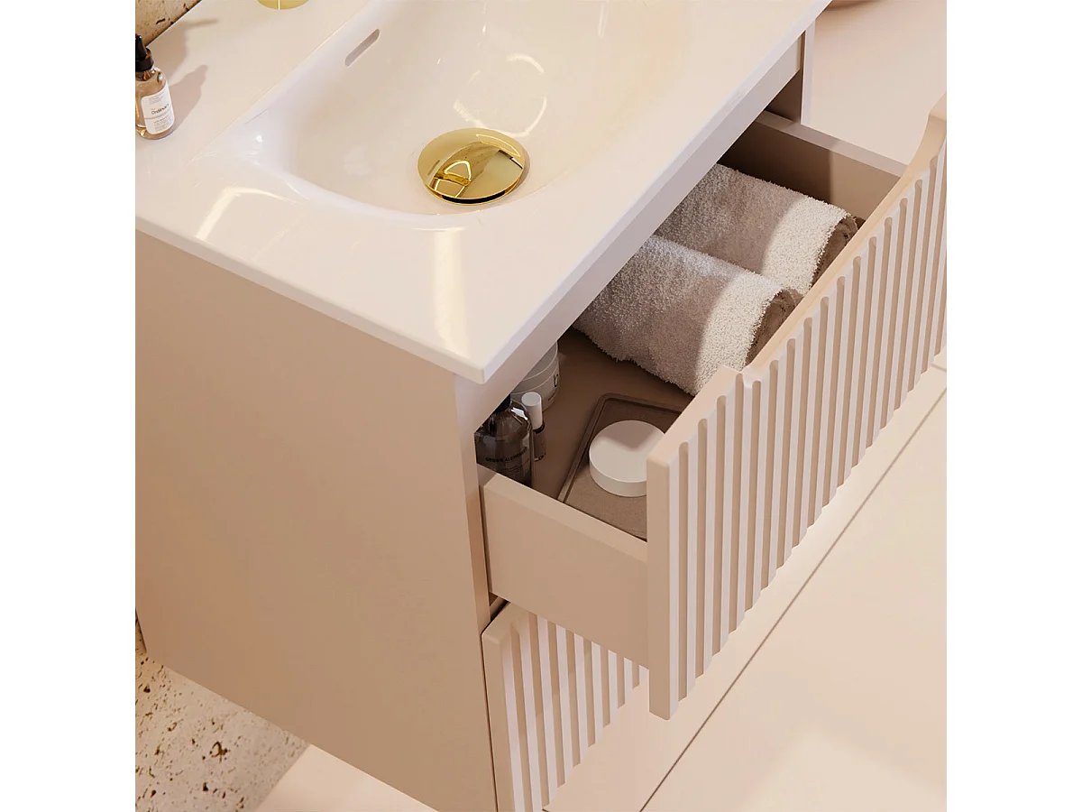 Mueble lavabo individual encastrado 50cm 2 cajones Riva Cachemira
