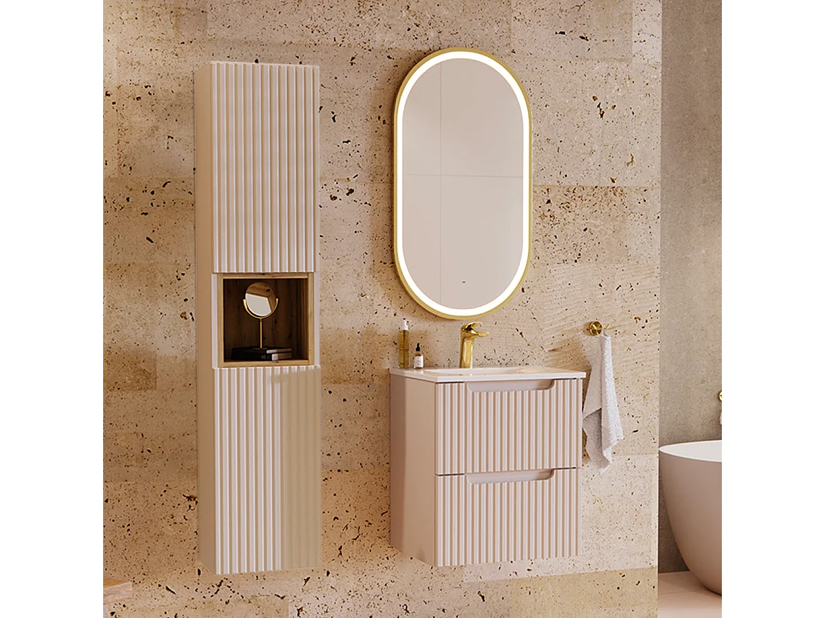 Mueble lavabo individual encastrado 50cm 2 cajones Riva Cachemira