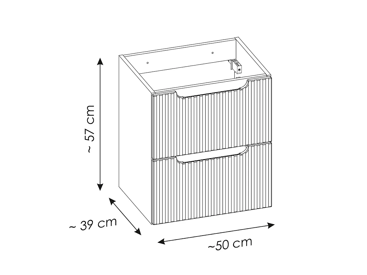 Mueble lavabo individual encastrado 50cm 2 cajones Riva Cachemira