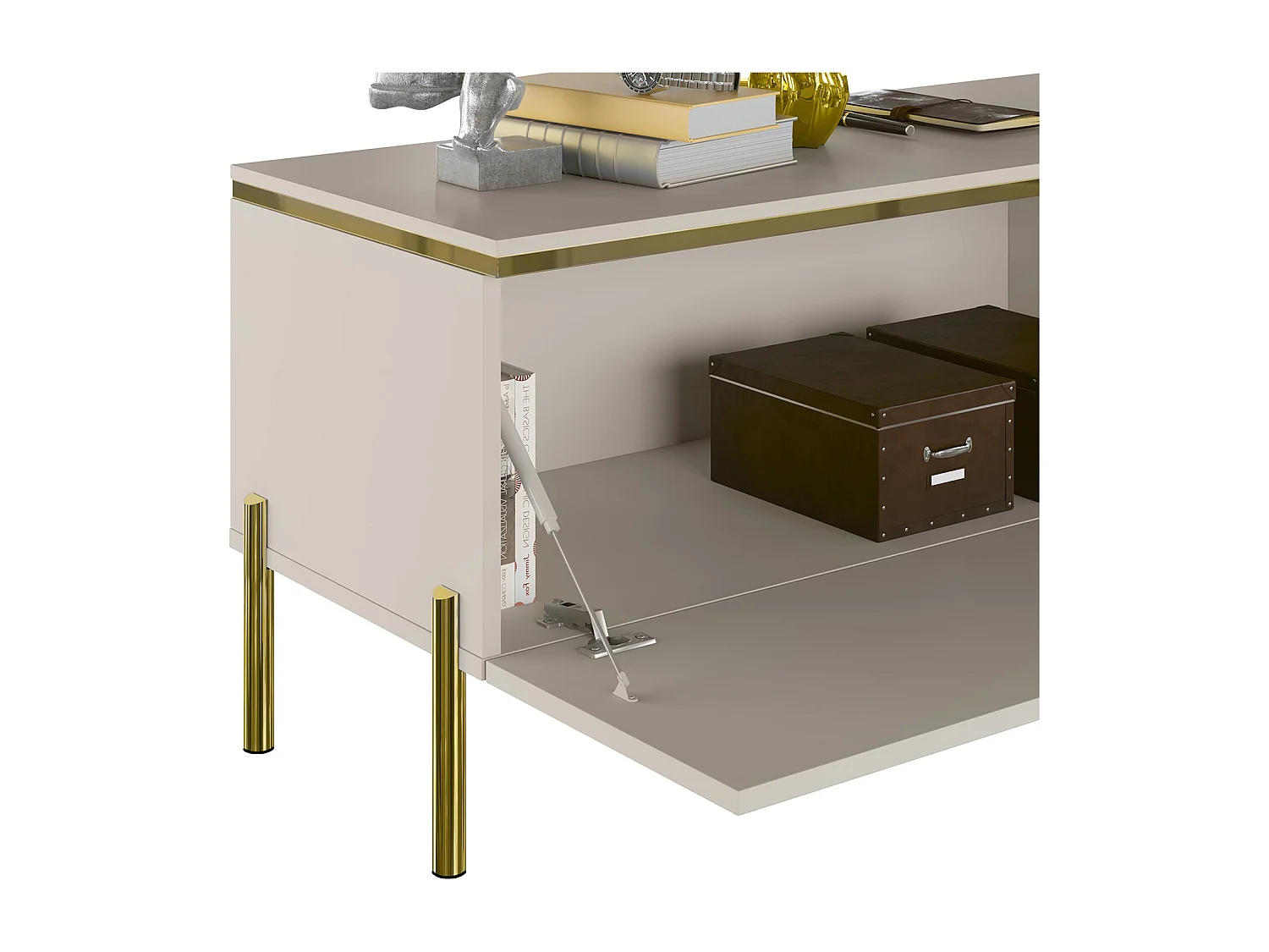 Meuble TV avec 2 portes - Beige et doré - VUKIA de Pascal MORABITO