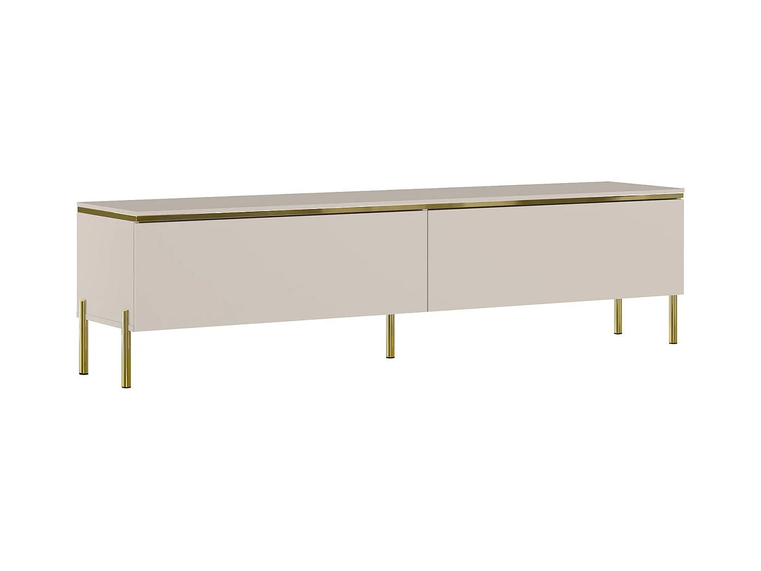 Mueble de TV con 2 puertas - Beige y dorado - VUKIA de Pascal MORABITO