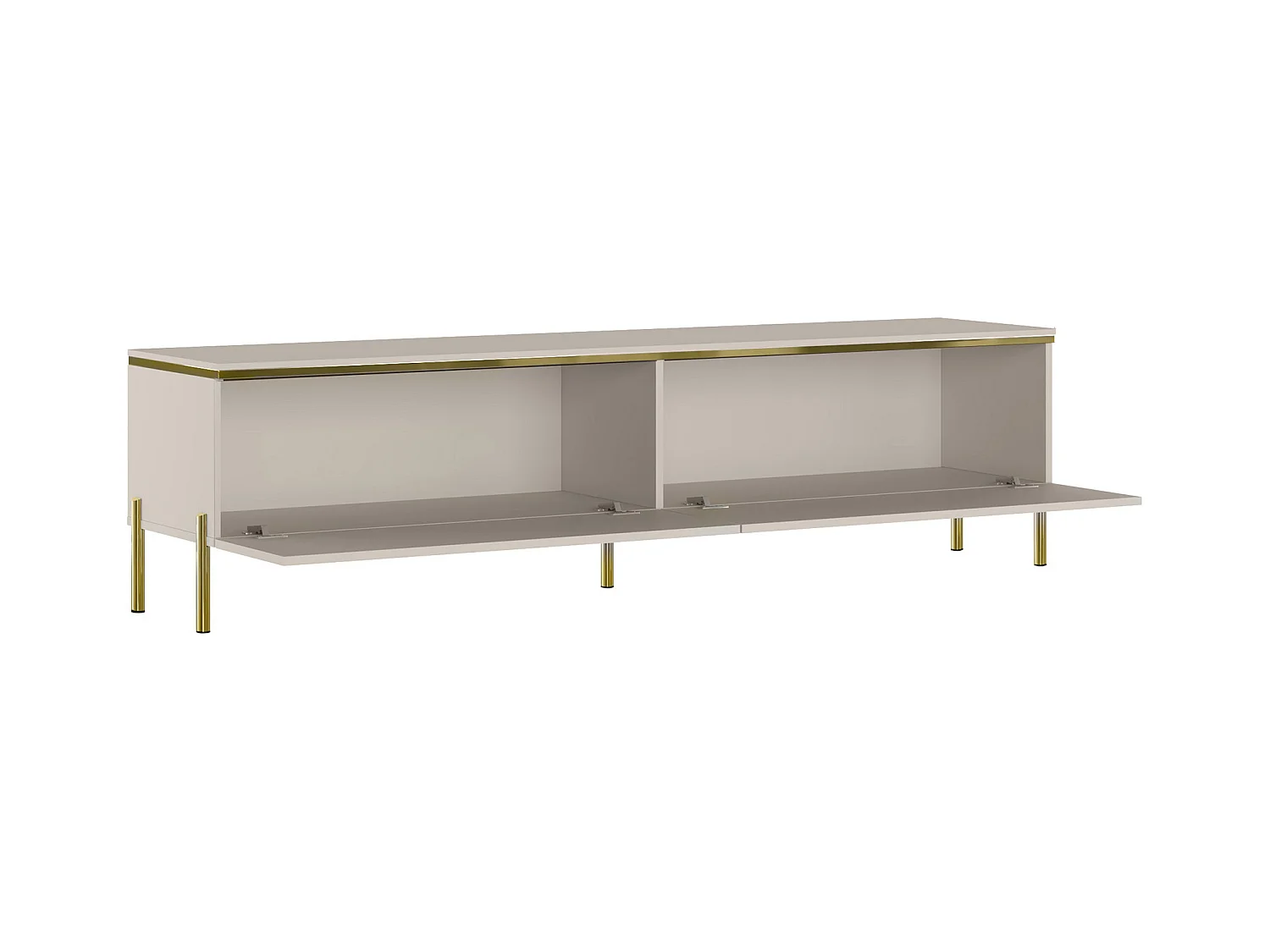 Mueble de TV con 2 puertas - Beige y dorado - VUKIA de Pascal MORABITO