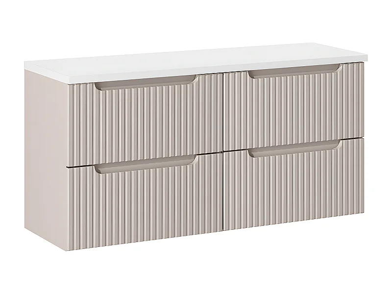 Mueble bajo lavabo 120cm 4 cajones encimera Riva Cachemira y Blanco