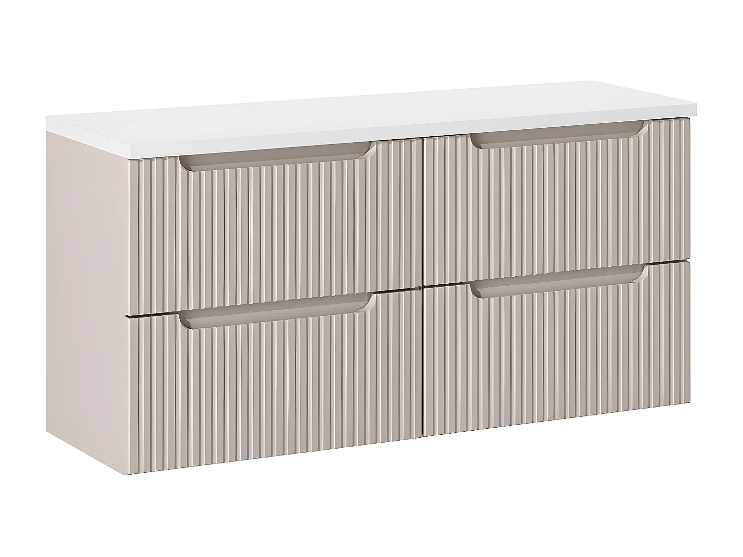 Meuble sous-vasque 120cm 4 tiroirs plan de toilette Riva Cachemire et Blanc