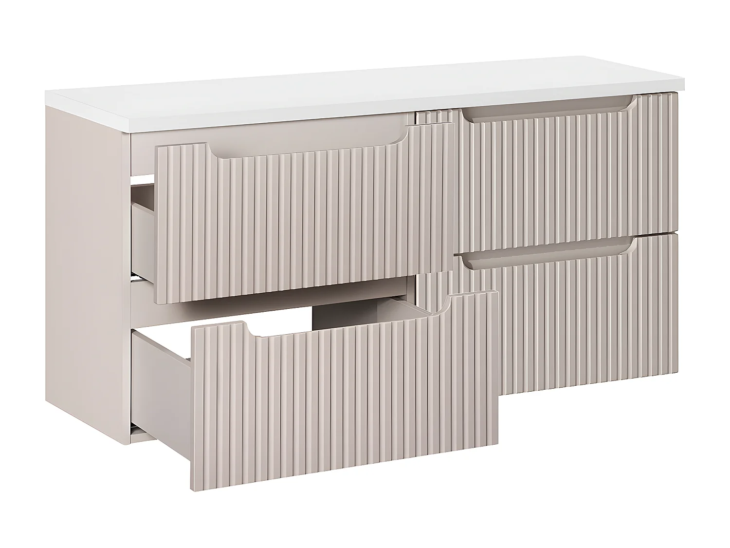 Meuble sous-vasque 120cm 4 tiroirs plan de toilette Riva Cachemire et Blanc