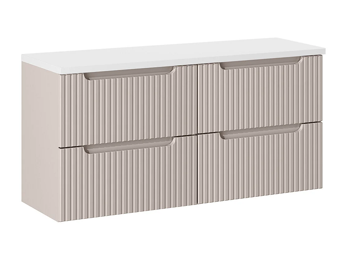 Mueble bajo lavabo 120cm 4 cajones encimera Riva Cachemira y Blanco