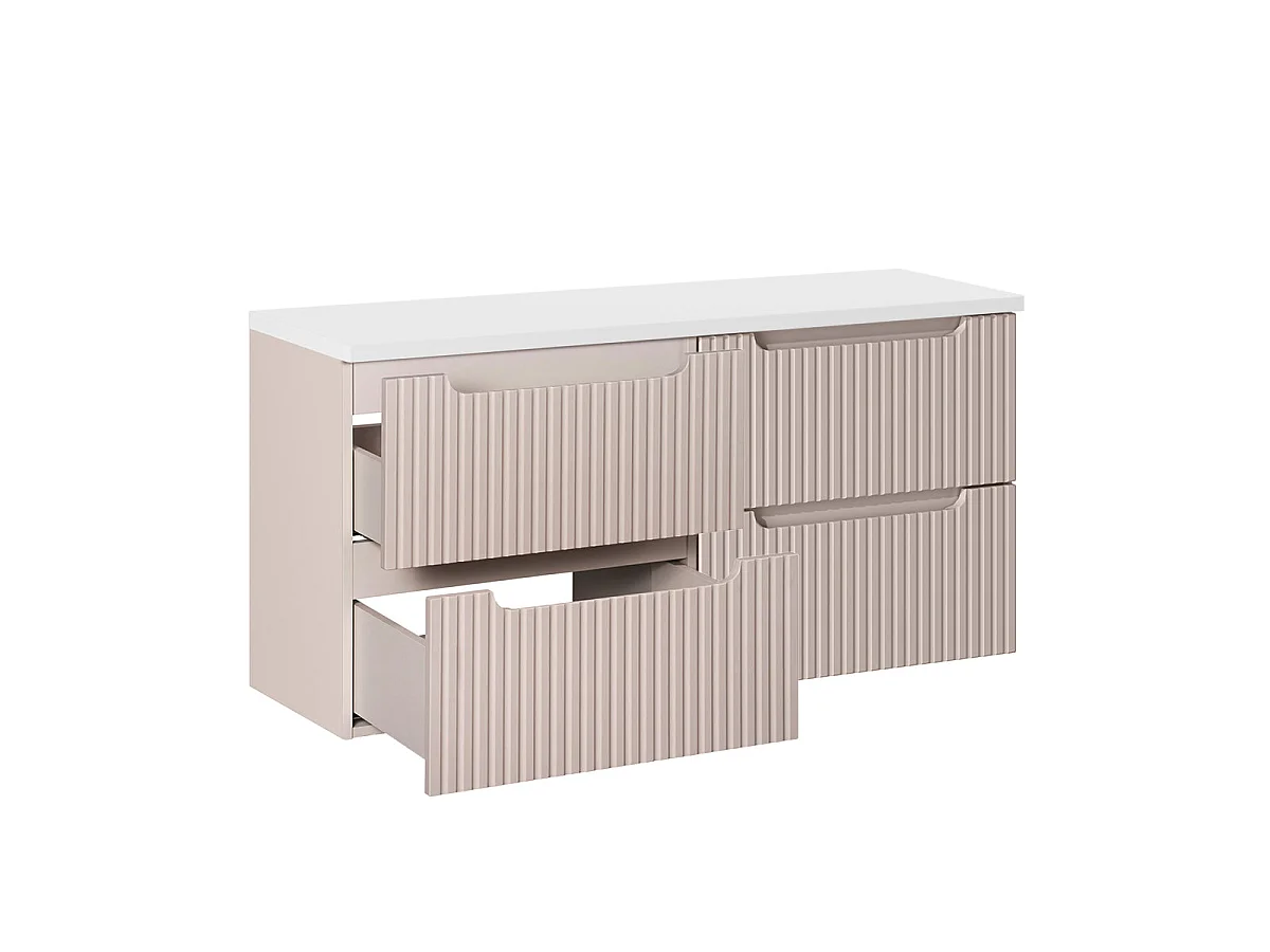 Mobiletto sottolavabo 120cm 4 cassetti Riva Cashmere e Bianco