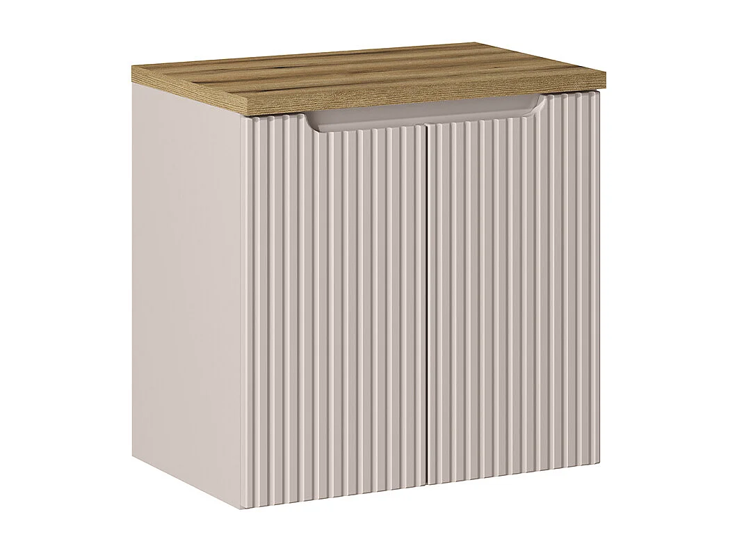 Meuble sous-vasque 50cm 2 portes plan de toilette Riva Cachemire et Bois