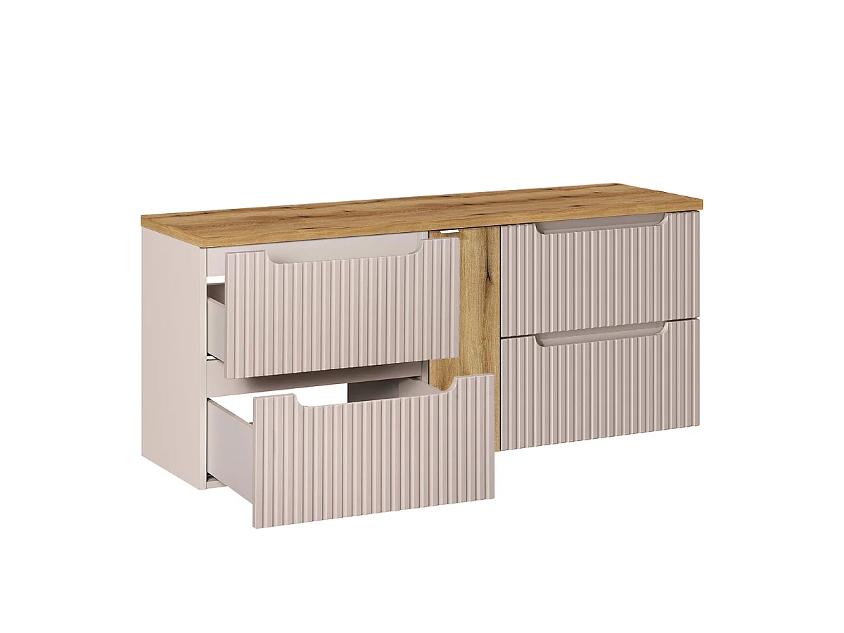 Waschtisch 140cm 4 Schubladen Waschtisch Riva Kaschmir und Holz