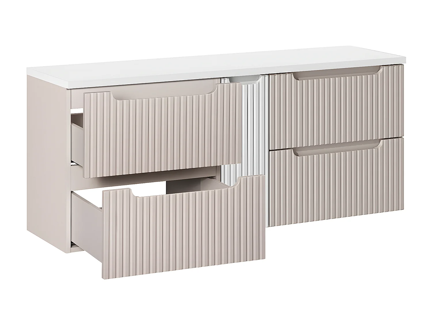 Mueble bajo lavabo 140cm 4 cajones encimera Riva Cachemira y Blanco