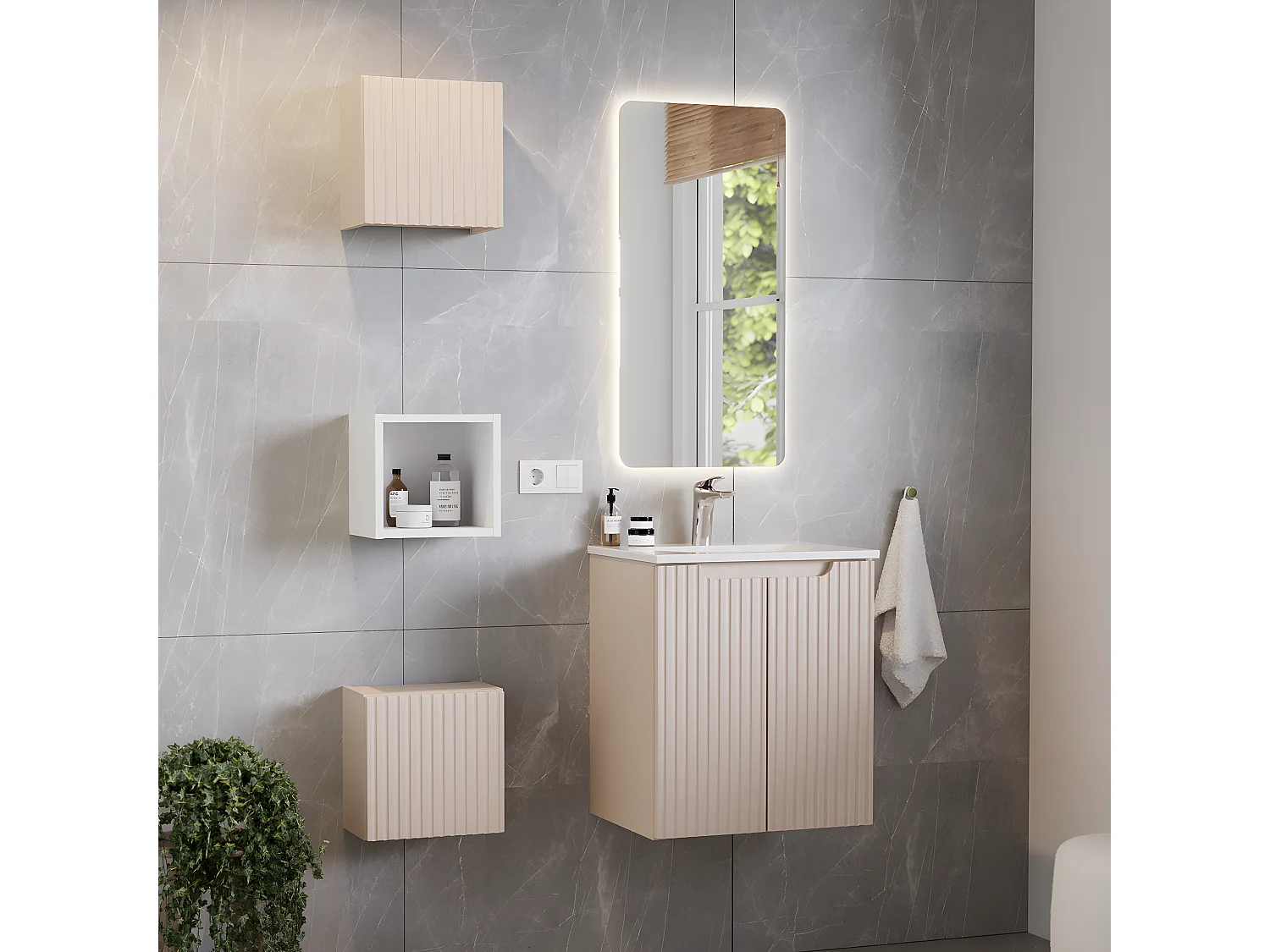 Mueble bajo lavabo 50cm 2 puertas Riva Cachemira