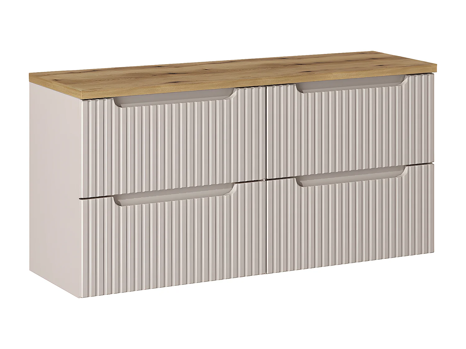 Wastafelonderbouw 120cm 4 lades Riva Cashmere en Wood wastafelonderbouw