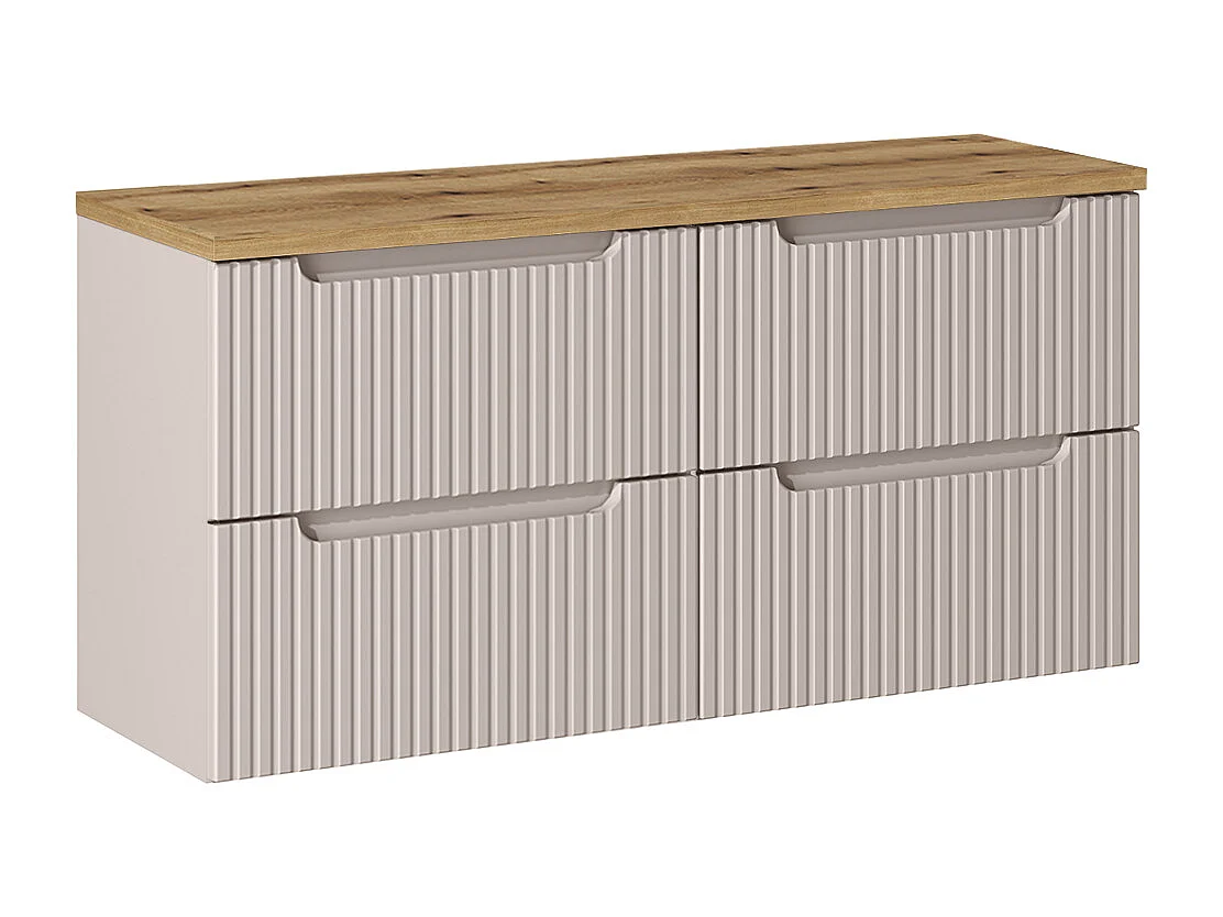 Meuble sous-vasque 120cm 4 tiroirs plan de toilette Riva Cachemire en Hout