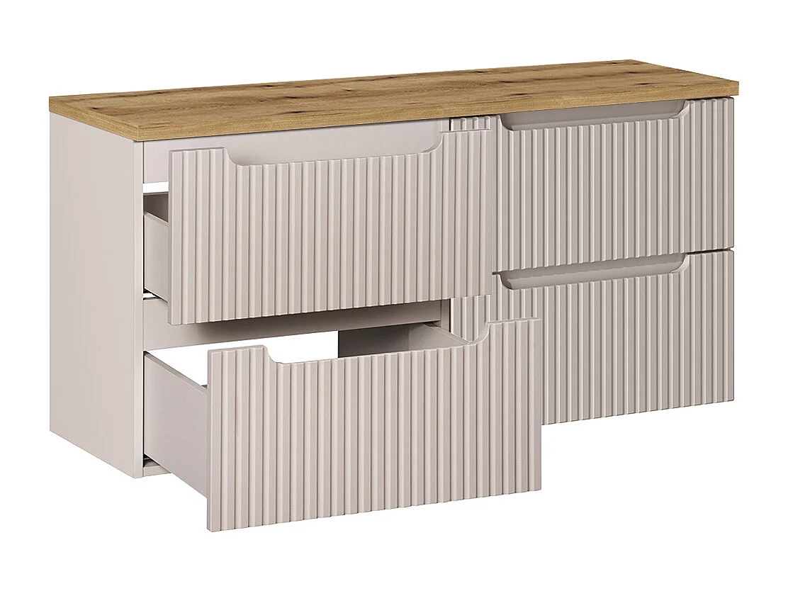 Meuble sous-vasque 120cm 4 tiroirs plan de toilette Riva Cachemire en Hout