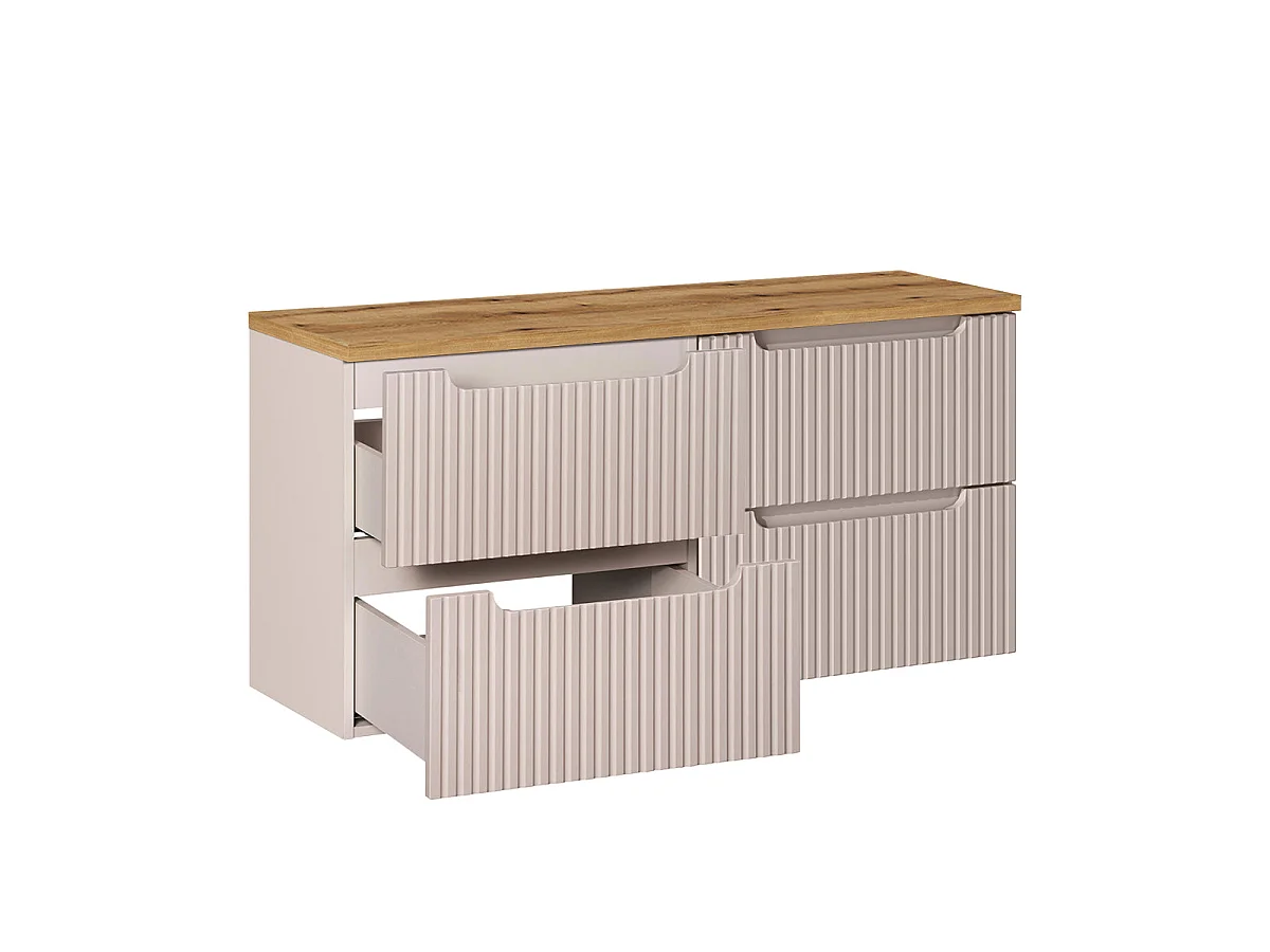 Waschtischunterschrank 120cm 4 Schubladen Waschtisch Riva Kaschmir und Holz
