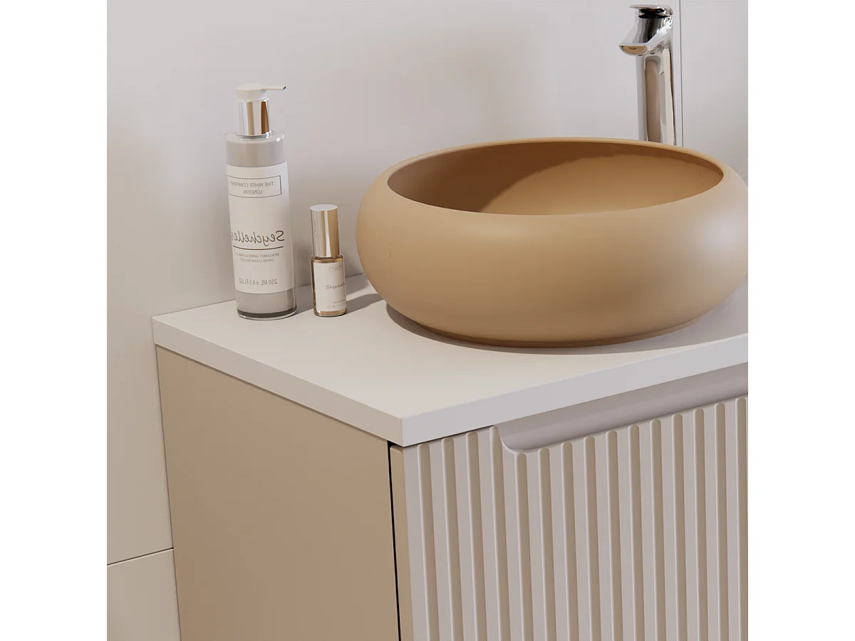 Vaskeskab 120 cm med 4 døre Riva Cashmere og hvid vaskeskabsplade
