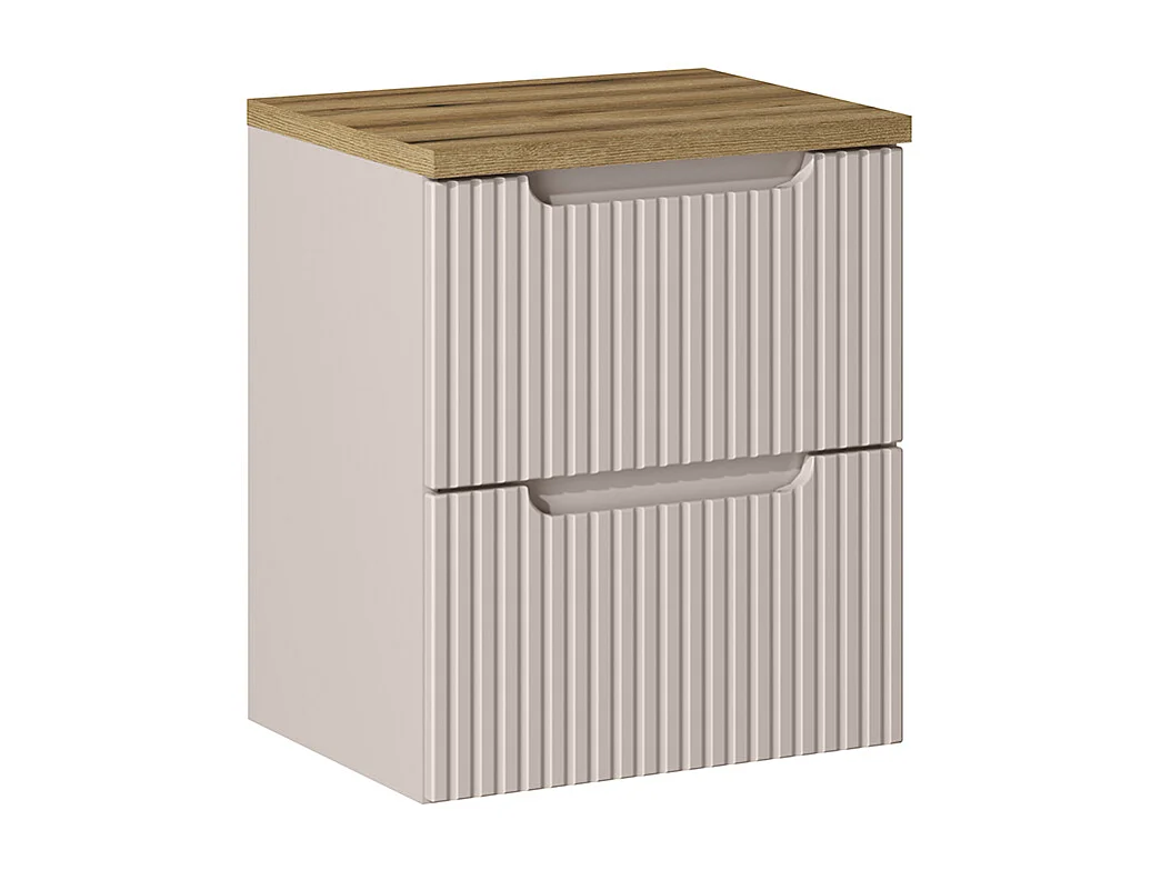 Meuble sous-vasque 50cm 2 tiroirs plan de toilette Riva Cachemire et Bois