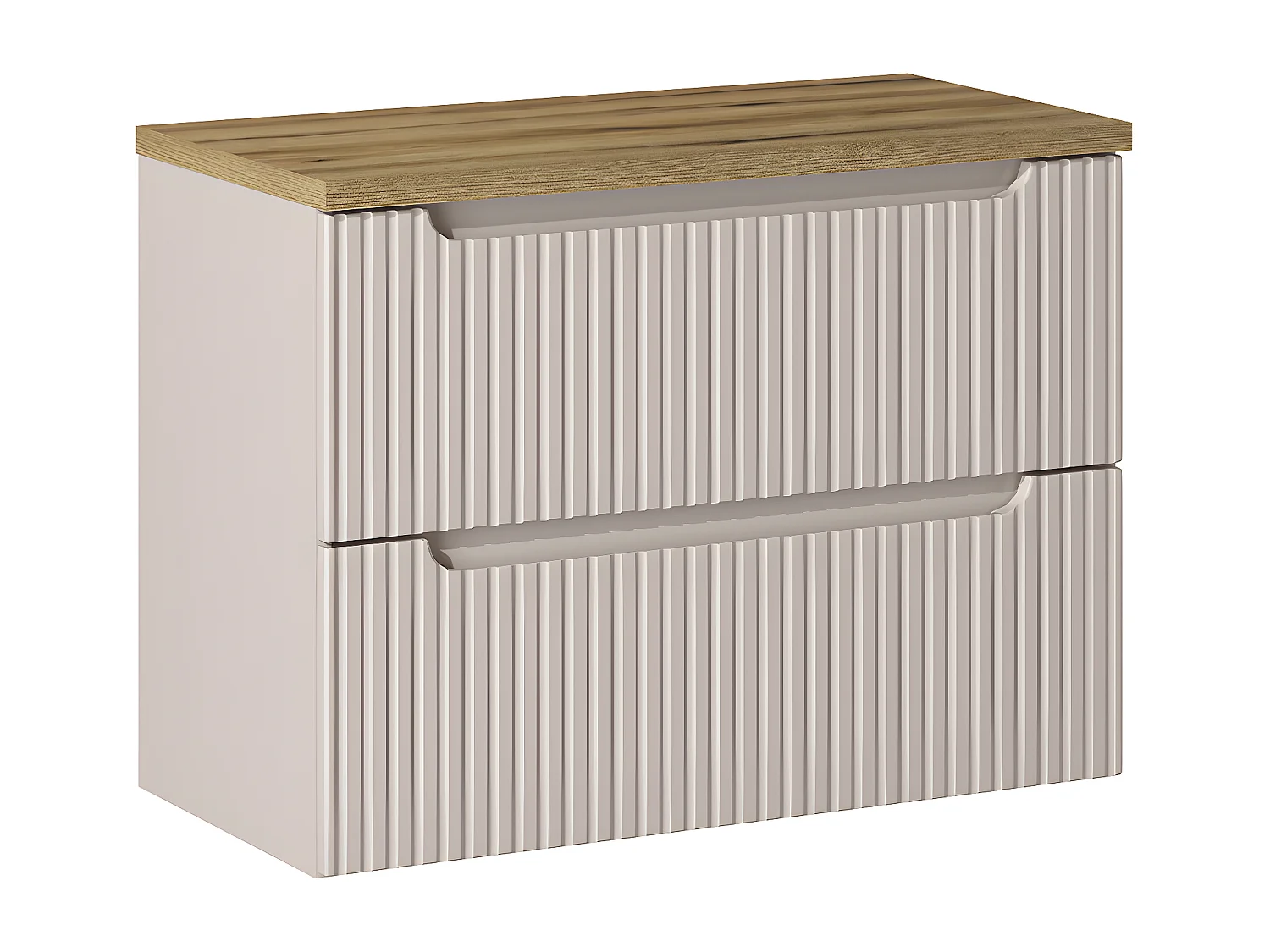 Meuble sous-vasque 80cm 2 tiroirs plan de toilette Riva Cachemire et Bois