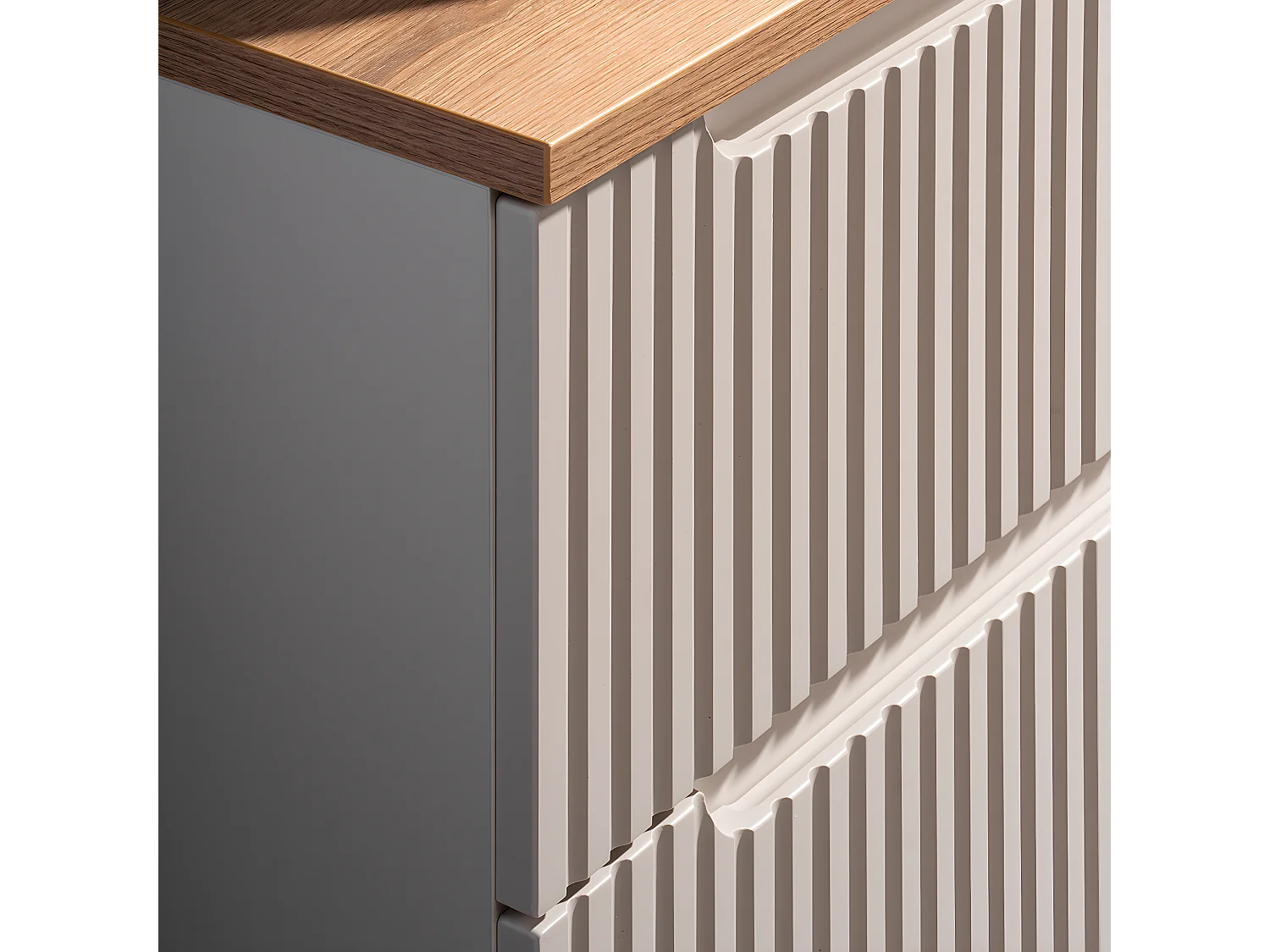 Meuble sous-vasque 80cm 2 tiroirs plan de toilette Riva Cachemire et Bois