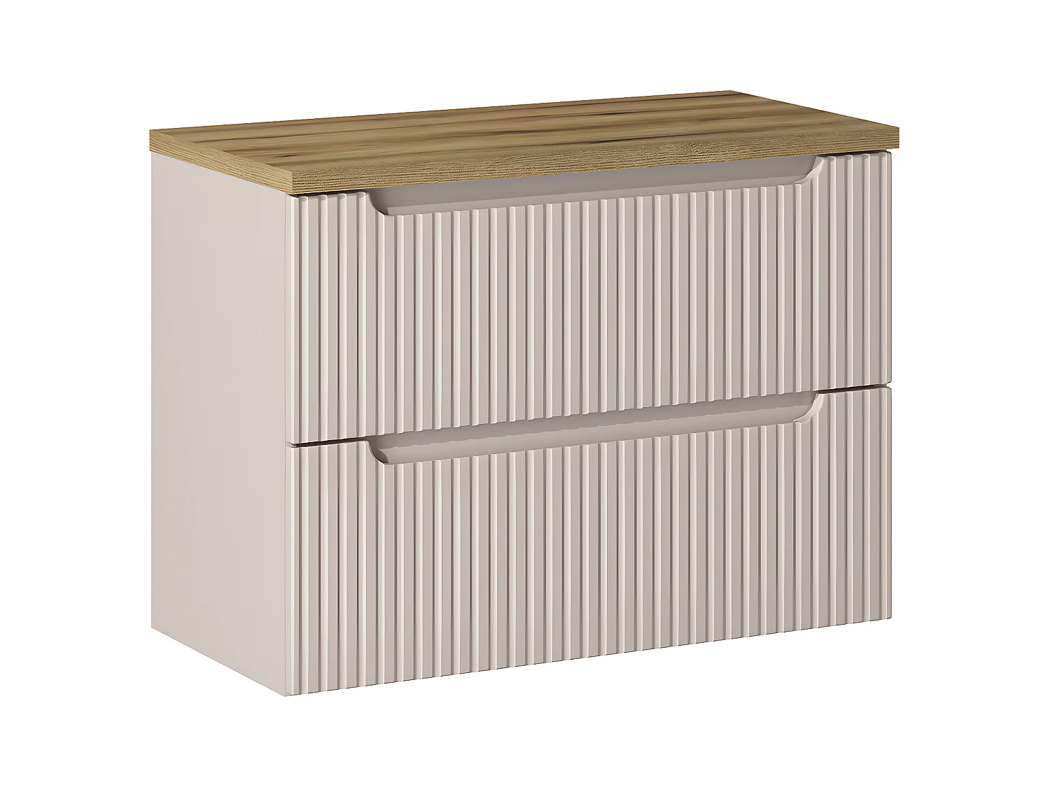 Meuble sous-vasque 80cm 2 tiroirs plan de toilette Riva Cachemire et Bois