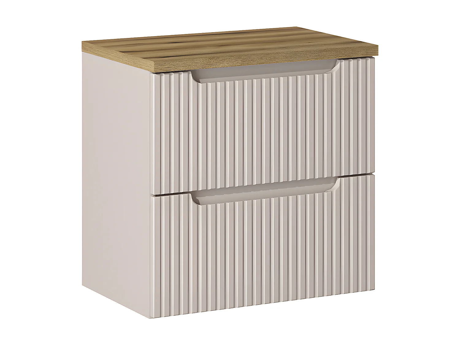 Meuble sous-vasque 60cm 2 tiroirs plan de toilette Riva Cachemire et Bois